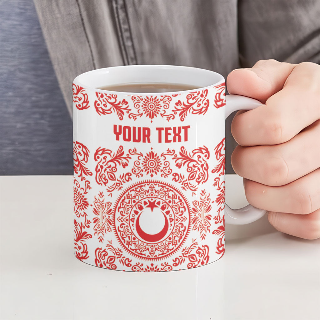 Custom World Football 2026 Turkey Ceramic Mug Crescent Stars Ottoman Baroque Red Version