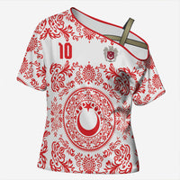 Custom World Football 2026 Turkey Cross Shoulder Shirt Crescent Stars Ottoman Baroque Red Version