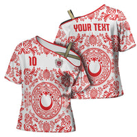 Custom World Football 2026 Turkey Cross Shoulder Shirt Crescent Stars Ottoman Baroque Red Version