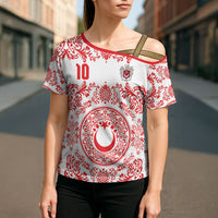 Custom World Football 2026 Turkey Cross Shoulder Shirt Crescent Stars Ottoman Baroque Red Version