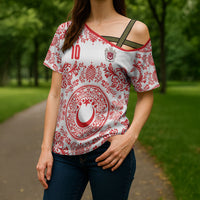 Custom World Football 2026 Turkey Cross Shoulder Shirt Crescent Stars Ottoman Baroque Red Version
