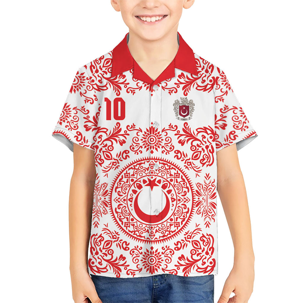 Custom World Football 2026 Turkey Hawaiian Shirt Crescent Stars Ottoman Baroque Red Version