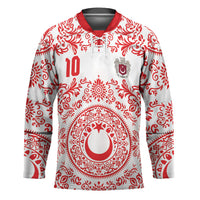 Custom World Football 2026 Turkey Hockey Jersey Crescent Stars Ottoman Baroque Red Version