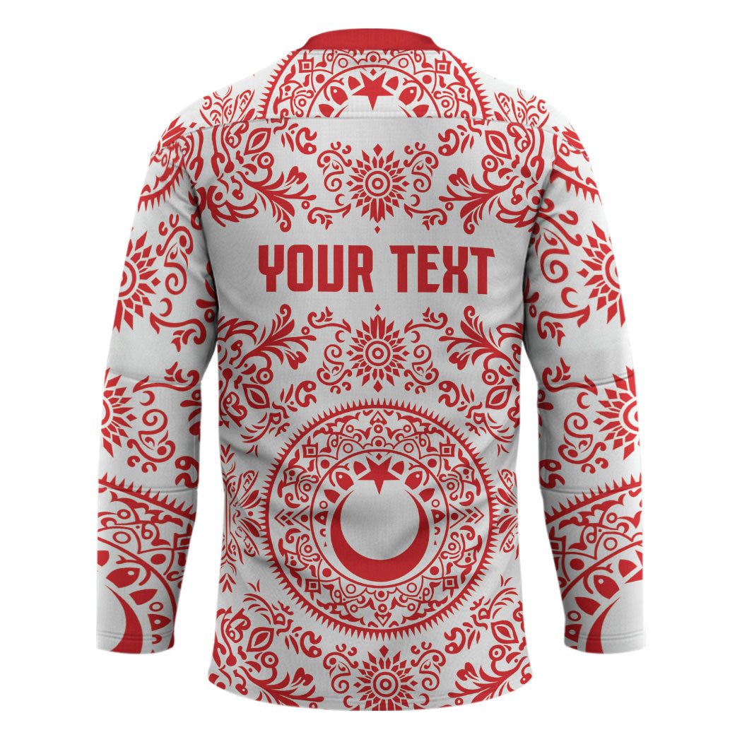 Custom World Football 2026 Turkey Hockey Jersey Crescent Stars Ottoman Baroque Red Version