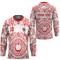 Custom World Football 2026 Turkey Hockey Jersey Crescent Stars Ottoman Baroque Red Version