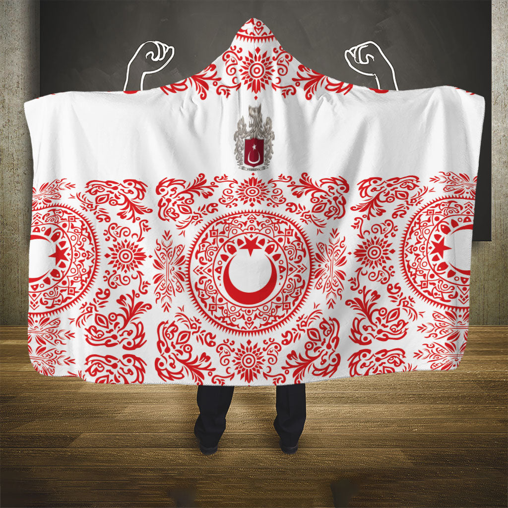 World Football 2026 Turkey Hooded Blanket Crescent Stars Ottoman Baroque Red Version