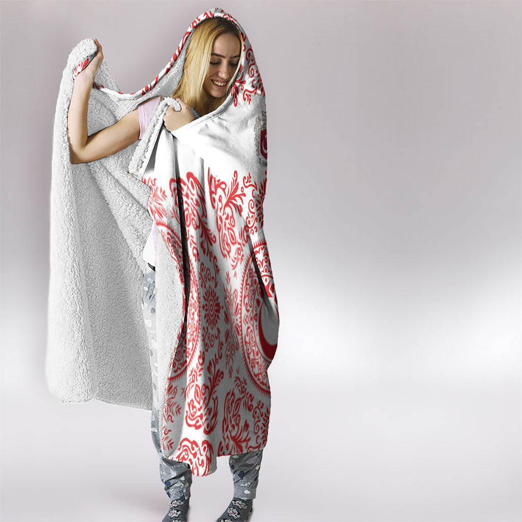 World Football 2026 Turkey Hooded Blanket Crescent Stars Ottoman Baroque Red Version