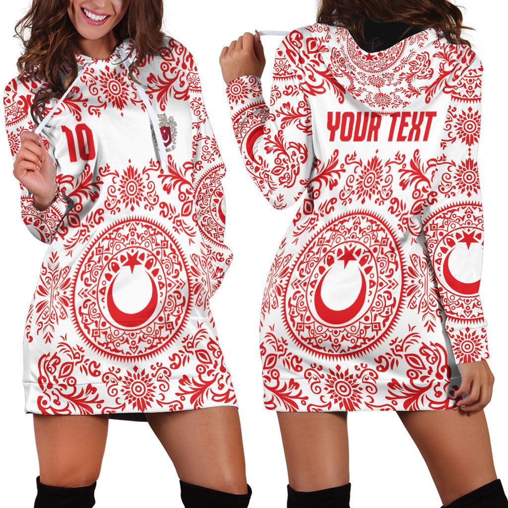 Custom World Football 2026 Turkey Hoodie Dress Crescent Stars Ottoman Baroque Red Version