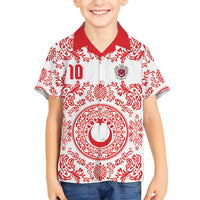 Custom World Football 2026 Turkey Kid Hawaiian Shirt Crescent Stars Ottoman Baroque Red Version
