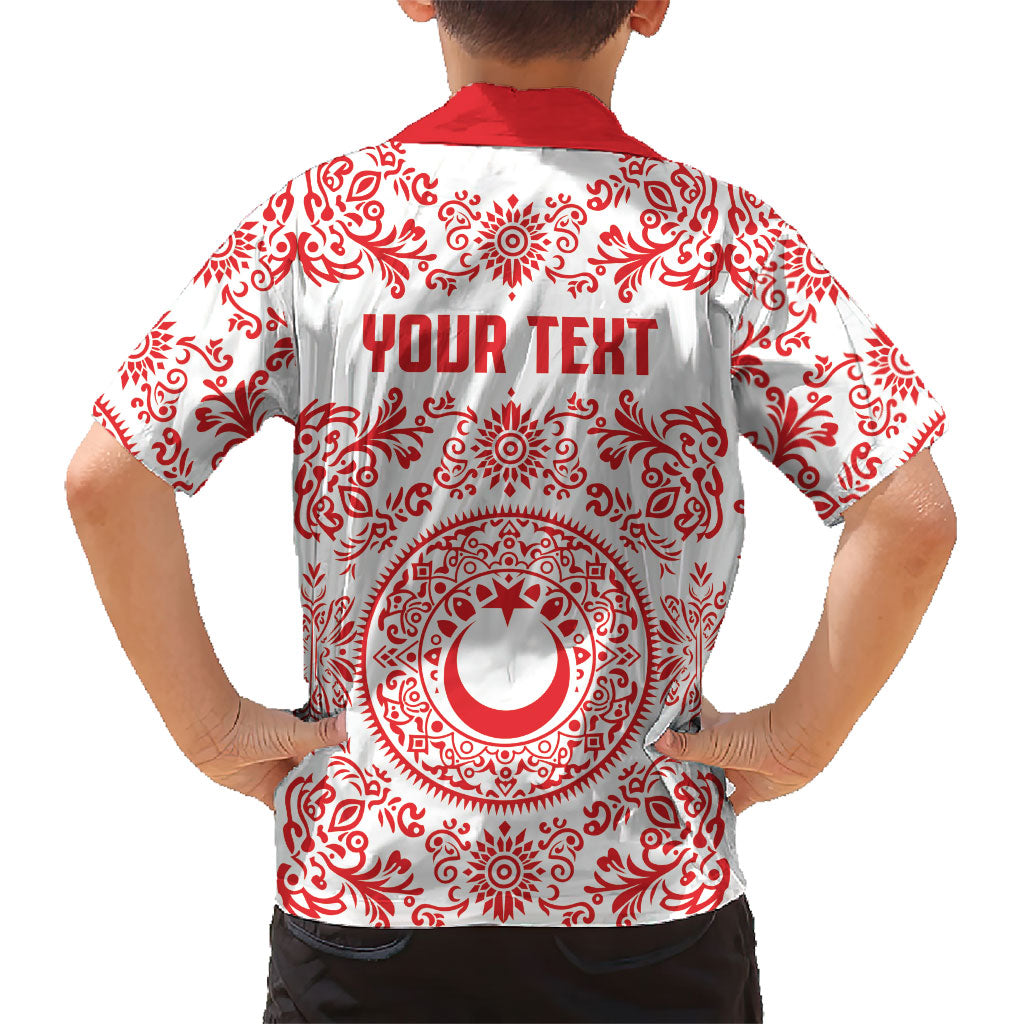 Custom World Football 2026 Turkey Kid Hawaiian Shirt Crescent Stars Ottoman Baroque Red Version