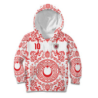 Custom World Football 2026 Turkey Kid Hoodie Crescent Stars Ottoman Baroque Red Version