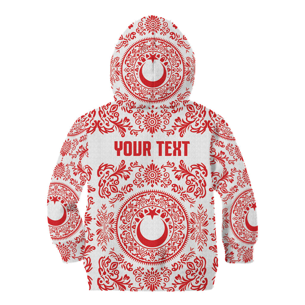 Custom World Football 2026 Turkey Kid Hoodie Crescent Stars Ottoman Baroque Red Version