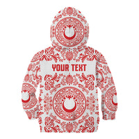 Custom World Football 2026 Turkey Kid Hoodie Crescent Stars Ottoman Baroque Red Version