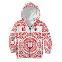 Custom World Football 2026 Turkey Kid Hoodie Crescent Stars Ottoman Baroque Red Version
