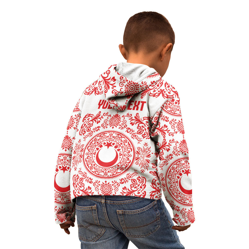 Custom World Football 2026 Turkey Kid Hoodie Crescent Stars Ottoman Baroque Red Version