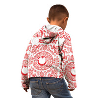 Custom World Football 2026 Turkey Kid Hoodie Crescent Stars Ottoman Baroque Red Version