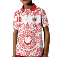 Custom World Football 2026 Turkey Kid Polo Shirt Crescent Stars Ottoman Baroque Red Version