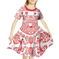 Custom World Football 2026 Turkey Kid Short Sleeve Dress Crescent Stars Ottoman Baroque Red Version