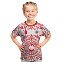Custom World Football 2026 Turkey Kid T Shirt Crescent Stars Ottoman Baroque Red Version