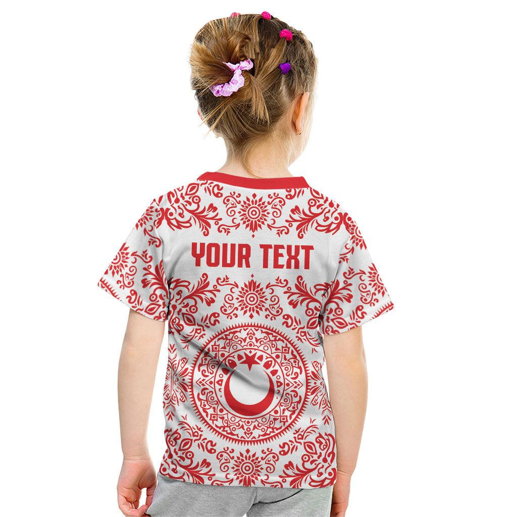 Custom World Football 2026 Turkey Kid T Shirt Crescent Stars Ottoman Baroque Red Version