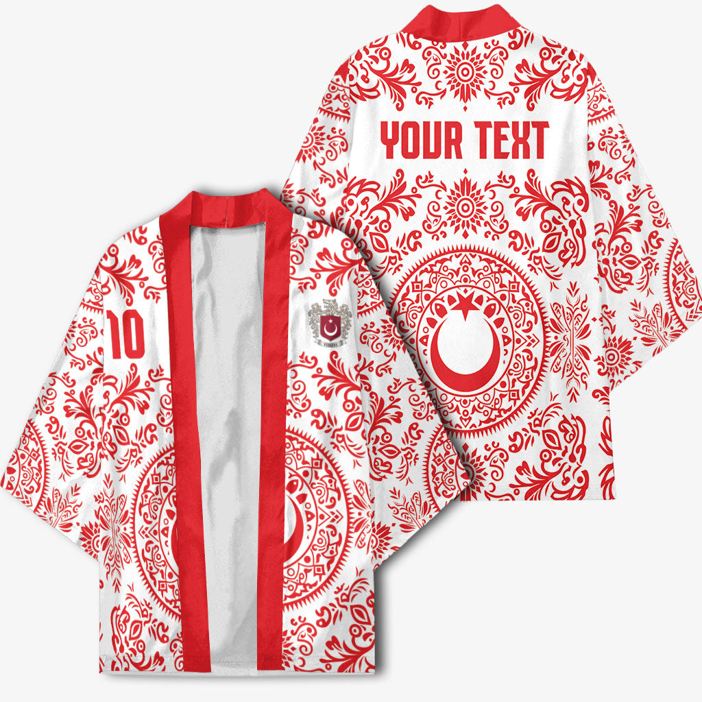 Custom World Football 2026 Turkey Kimono Crescent Stars Ottoman Baroque Red Version