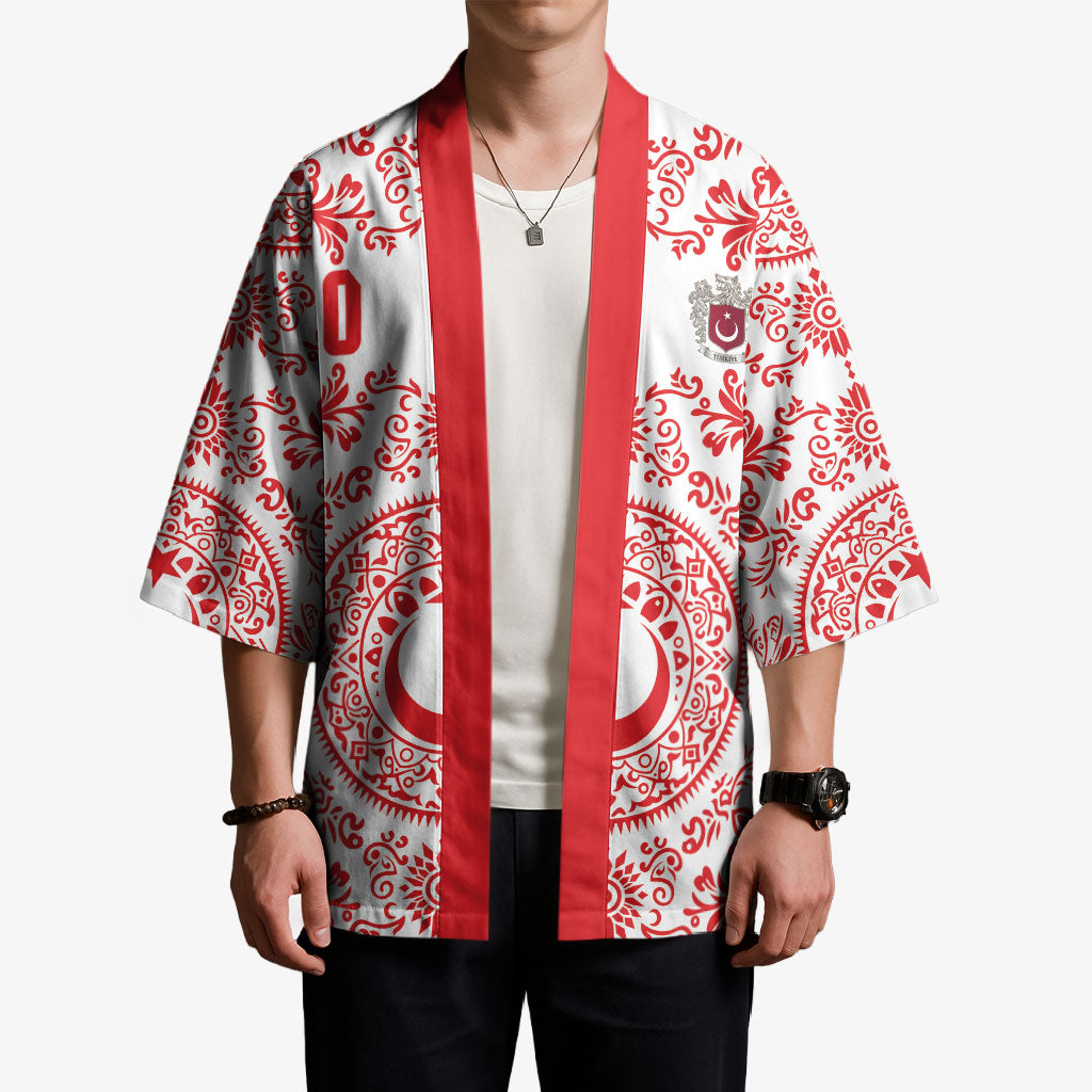 Custom World Football 2026 Turkey Kimono Crescent Stars Ottoman Baroque Red Version