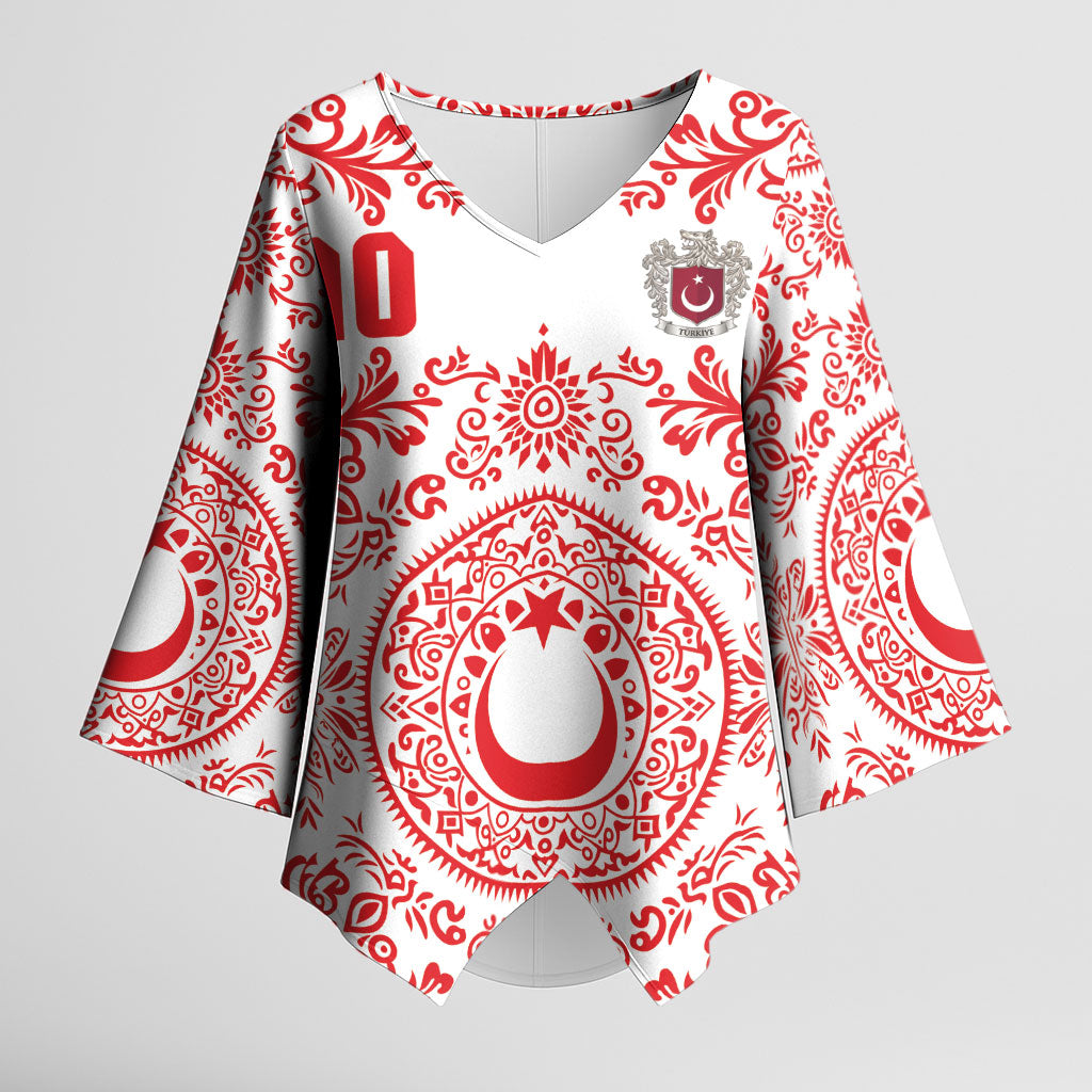 Custom World Football 2026 Turkey Kimono Sleeve Blouse Crescent Stars Ottoman Baroque Red Version