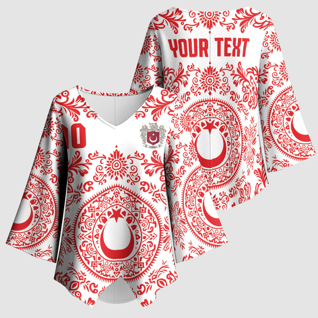 Custom World Football 2026 Turkey Kimono Sleeve Blouse Crescent Stars Ottoman Baroque Red Version
