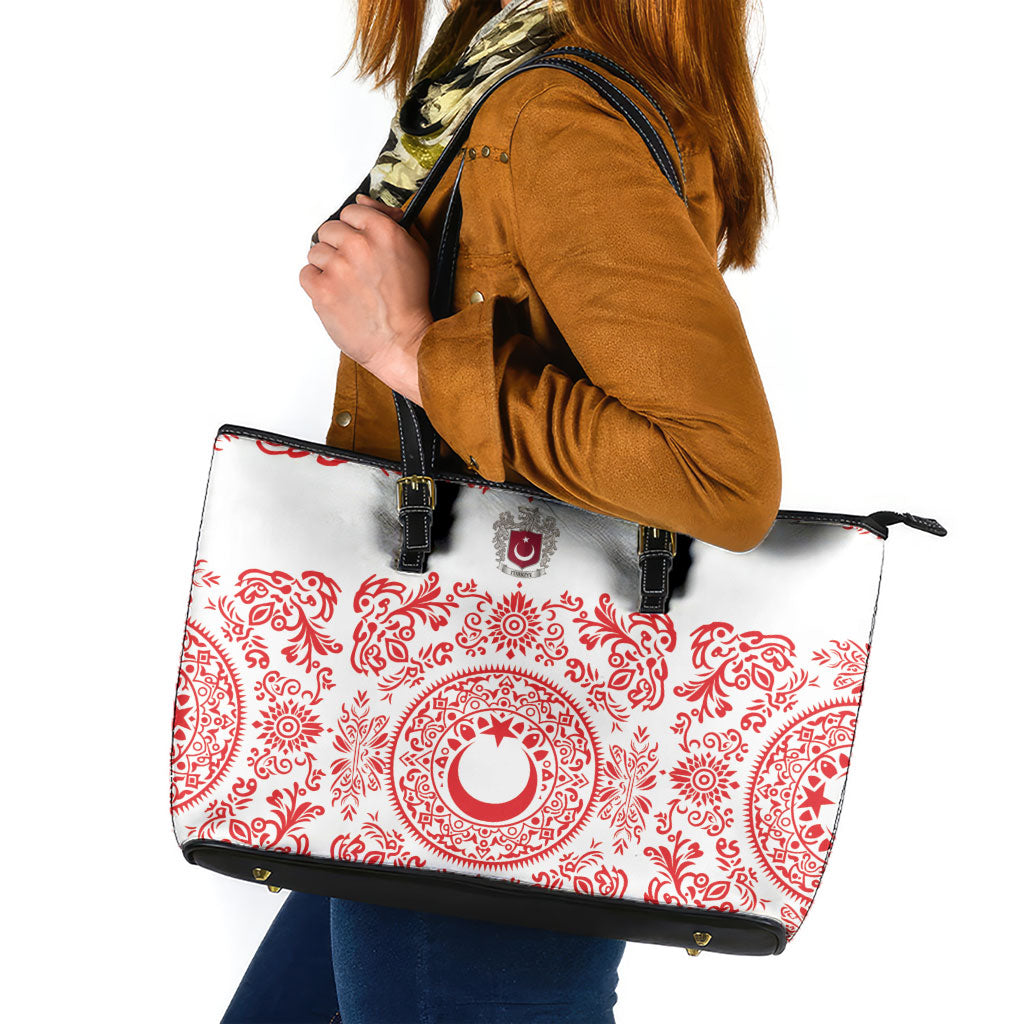 World Football 2026 Turkey Leather Tote Bag Crescent Stars Ottoman Baroque Red Version