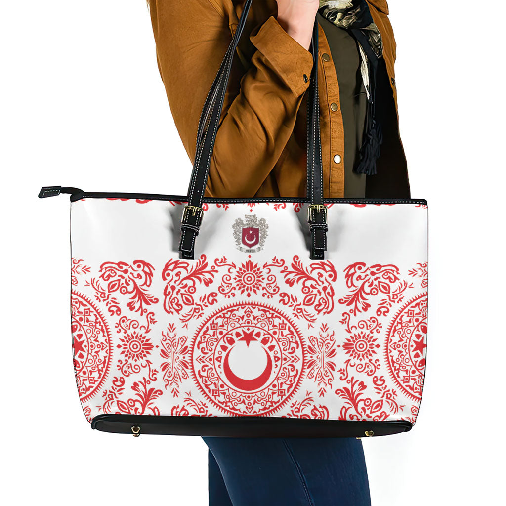World Football 2026 Turkey Leather Tote Bag Crescent Stars Ottoman Baroque Red Version