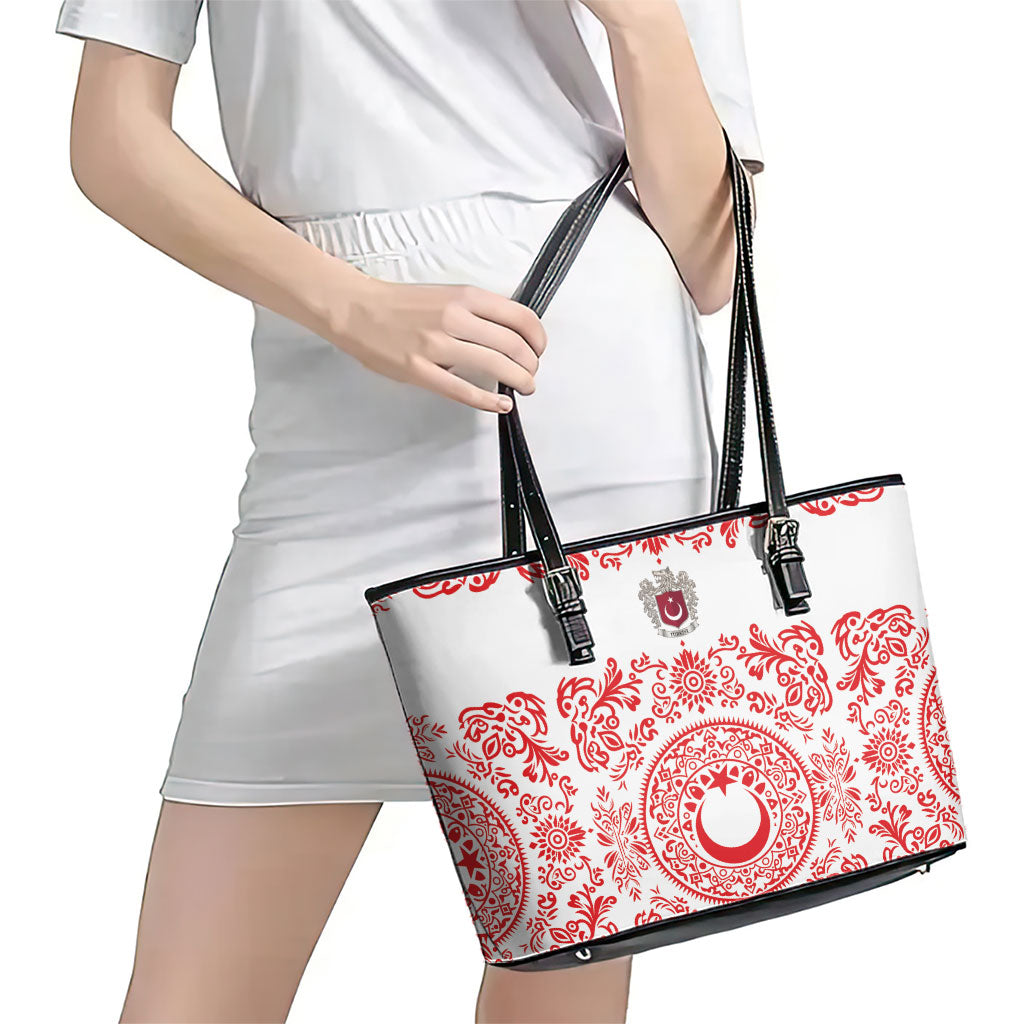 World Football 2026 Turkey Leather Tote Bag Crescent Stars Ottoman Baroque Red Version