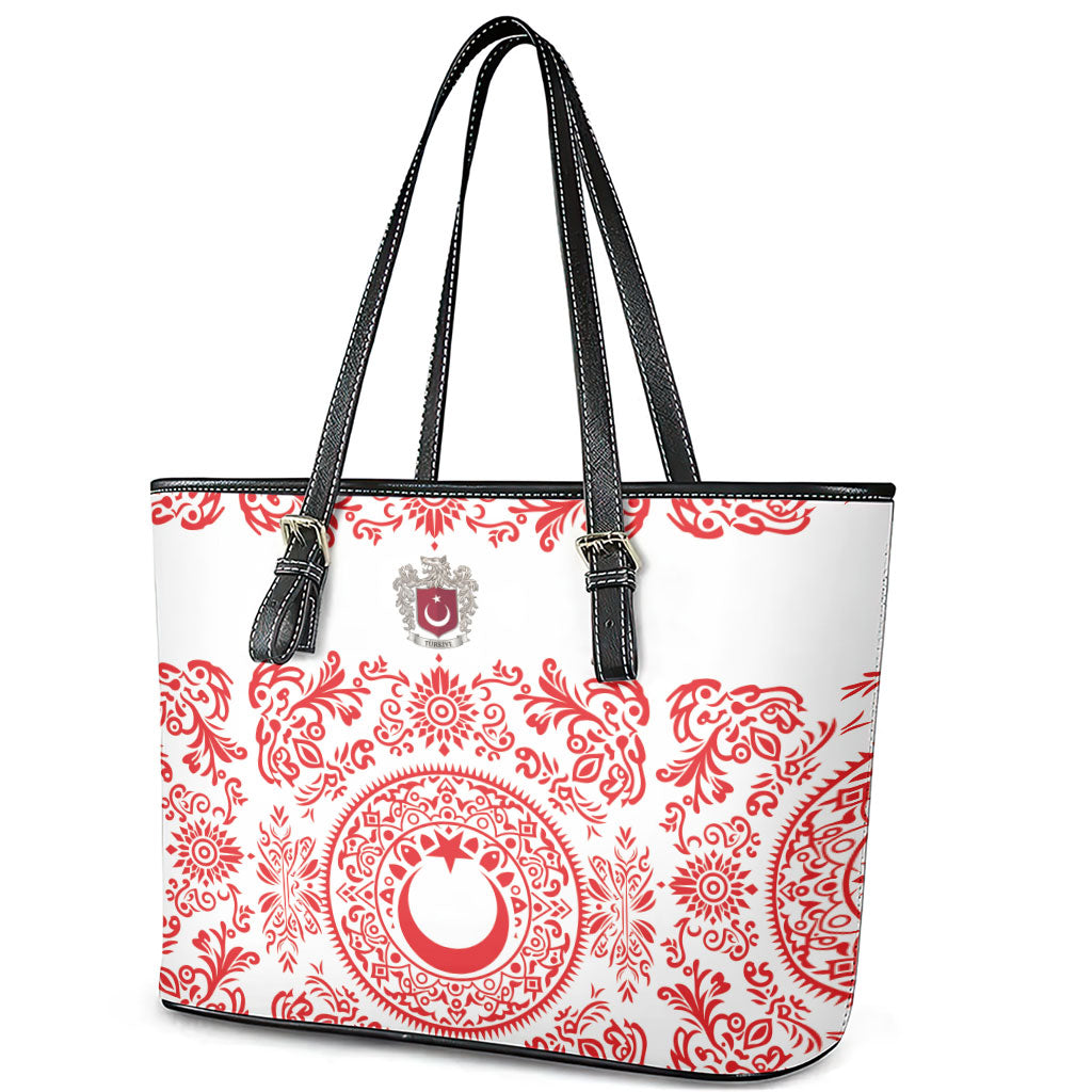 World Football 2026 Turkey Leather Tote Bag Crescent Stars Ottoman Baroque Red Version