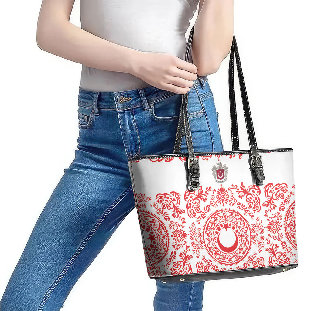 World Football 2026 Turkey Leather Tote Bag Crescent Stars Ottoman Baroque Red Version