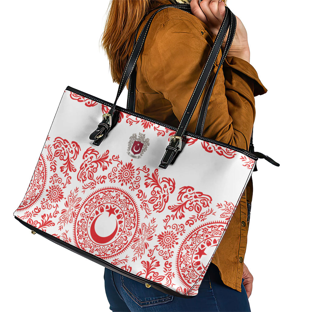 World Football 2026 Turkey Leather Tote Bag Crescent Stars Ottoman Baroque Red Version