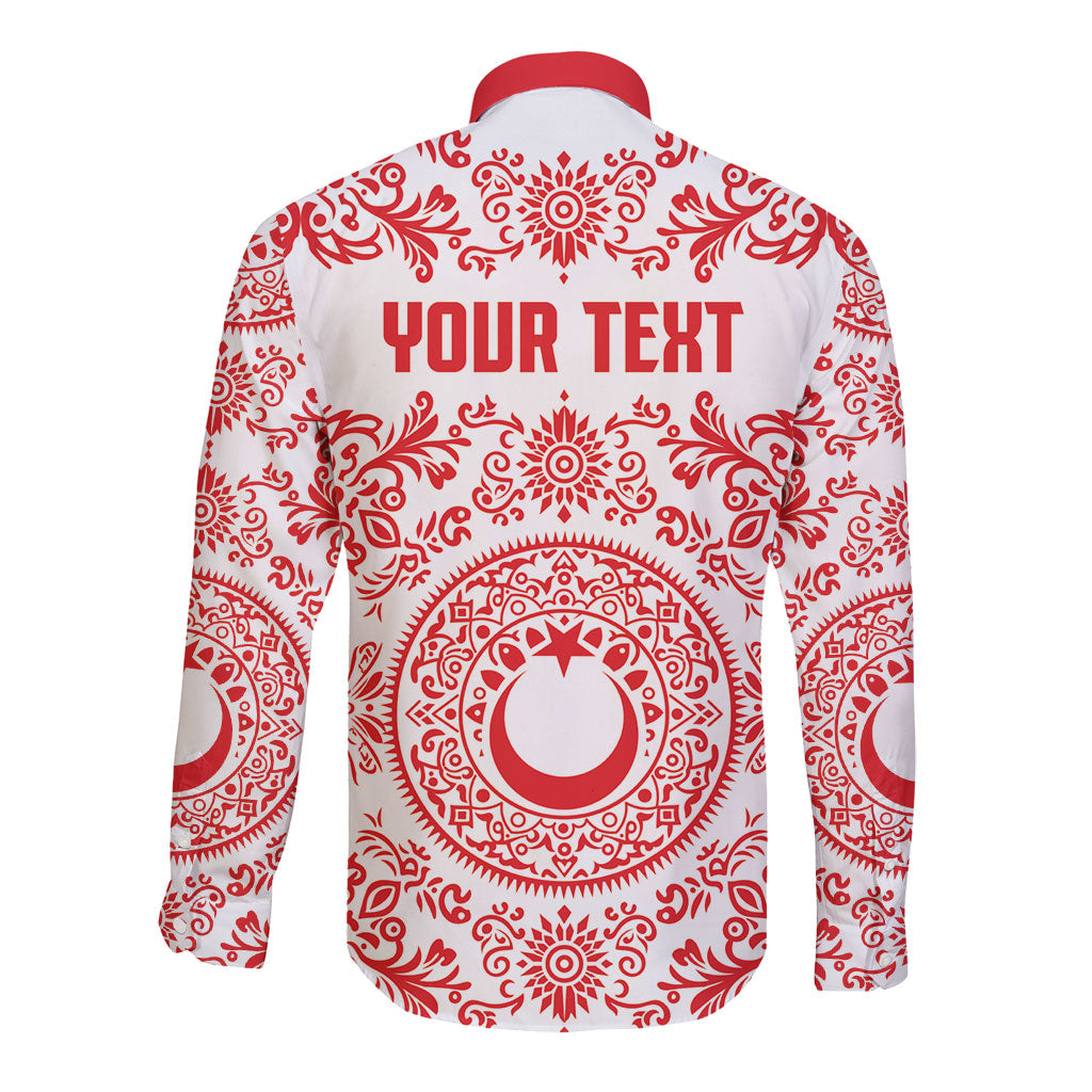 Custom World Football 2026 Turkey Long Sleeve Button Shirt Crescent Stars Ottoman Baroque Red Version