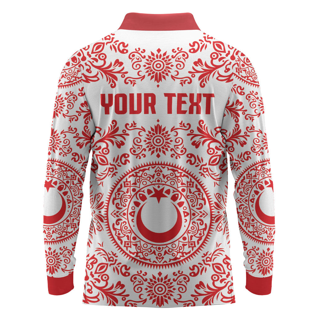 Custom World Football 2026 Turkey Long Sleeve Polo Shirt Crescent Stars Ottoman Baroque Red Version