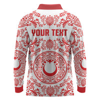 Custom World Football 2026 Turkey Long Sleeve Polo Shirt Crescent Stars Ottoman Baroque Red Version