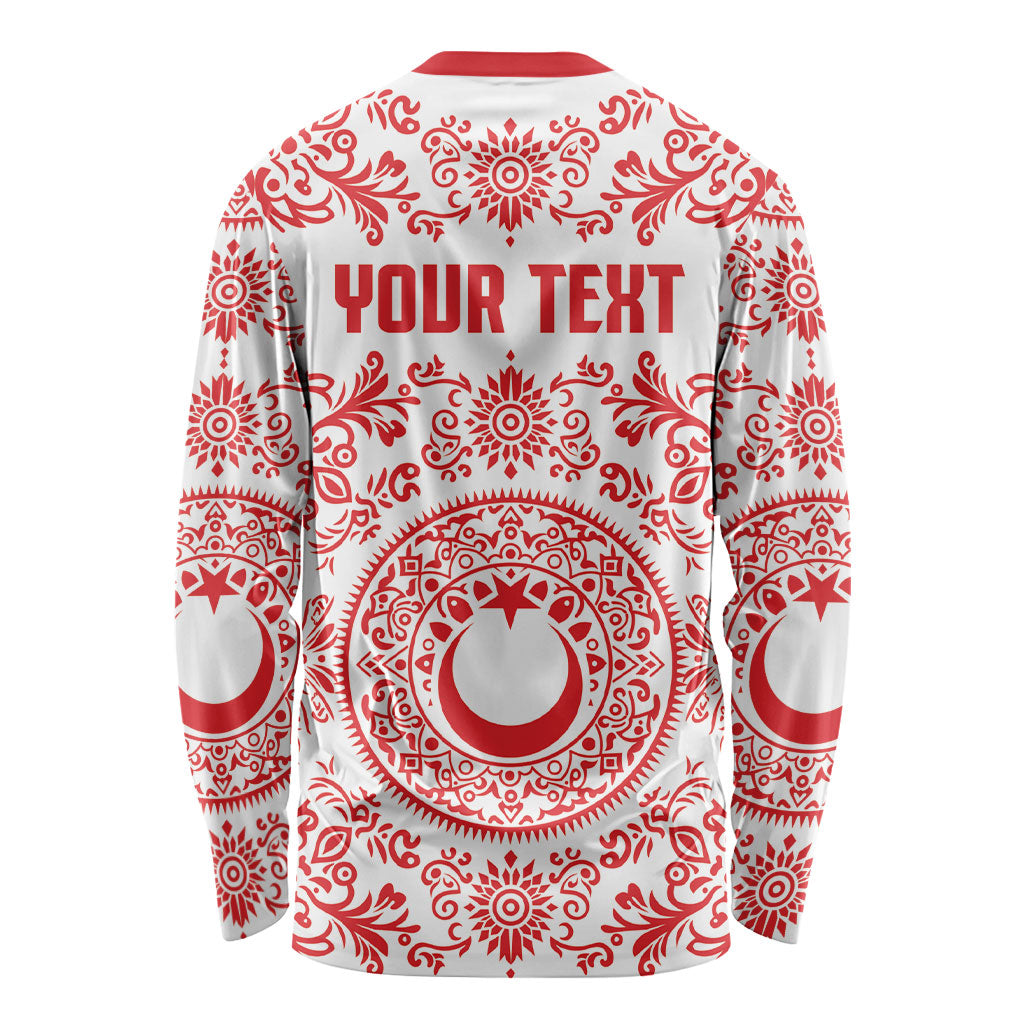 Custom World Football 2026 Turkey Long Sleeve Shirt Crescent Stars Ottoman Baroque Red Version