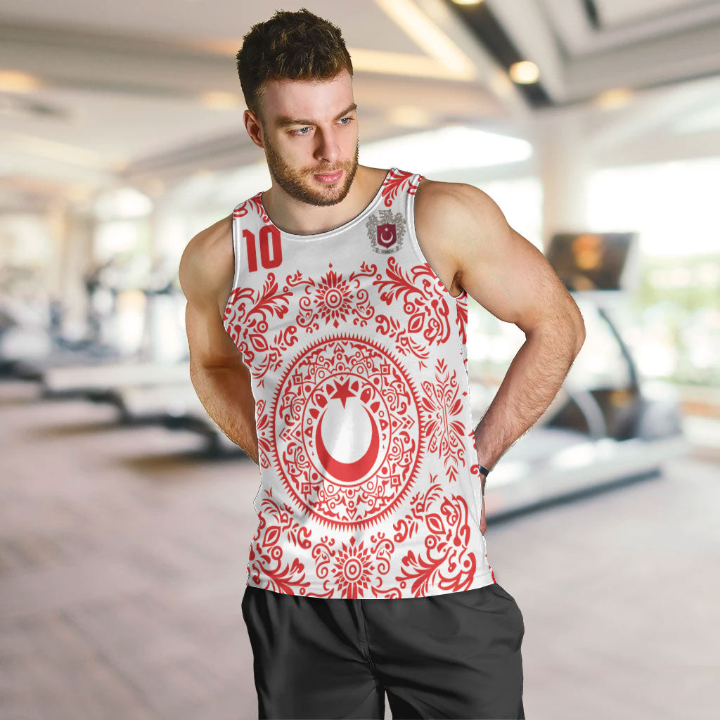Custom World Football 2026 Turkey Men Tank Top Crescent Stars Ottoman Baroque Red Version