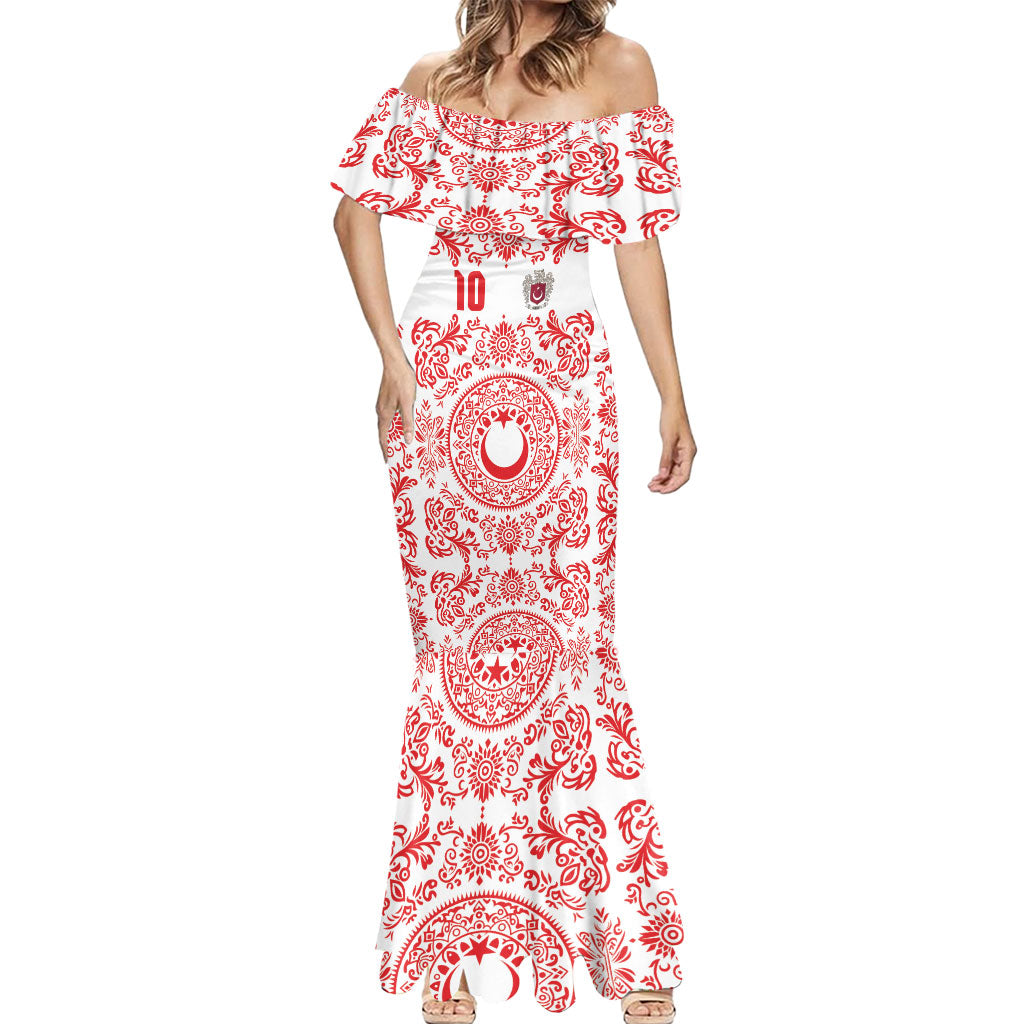 Custom World Football 2026 Turkey Mermaid Dress Crescent Stars Ottoman Baroque Red Version