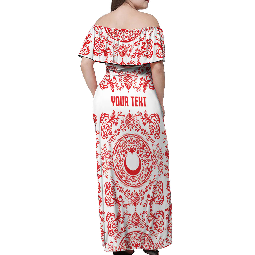 Custom World Football 2026 Turkey Off Shoulder Maxi Dress Crescent Stars Ottoman Baroque Red Version
