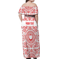 Custom World Football 2026 Turkey Off Shoulder Maxi Dress Crescent Stars Ottoman Baroque Red Version