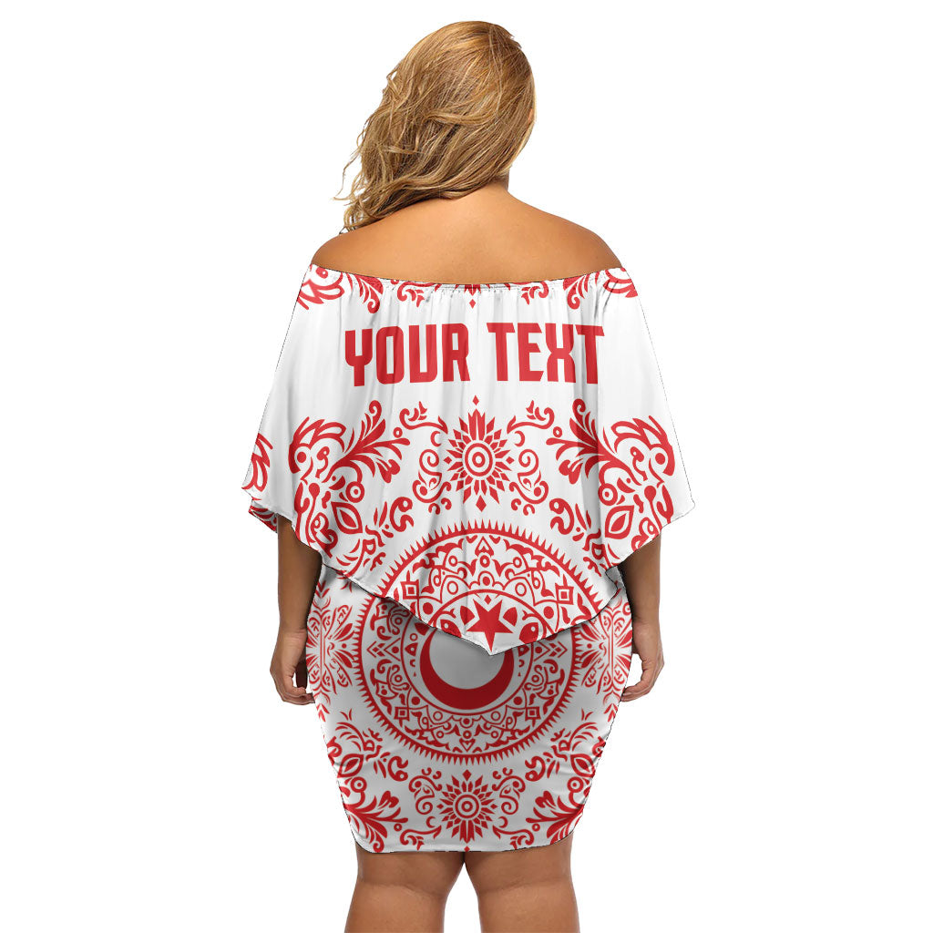 Custom World Football 2026 Turkey Off Shoulder Short Dress Crescent Stars Ottoman Baroque Red Version