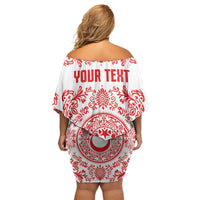 Custom World Football 2026 Turkey Off Shoulder Short Dress Crescent Stars Ottoman Baroque Red Version