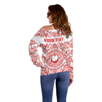 Custom World Football 2026 Turkey Off Shoulder Sweater Crescent Stars Ottoman Baroque Red Version