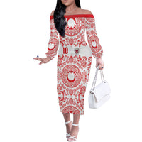 Custom World Football 2026 Turkey Off The Shoulder Long Sleeve Dress Crescent Stars Ottoman Baroque Red Version