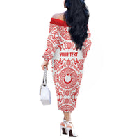 Custom World Football 2026 Turkey Off The Shoulder Long Sleeve Dress Crescent Stars Ottoman Baroque Red Version
