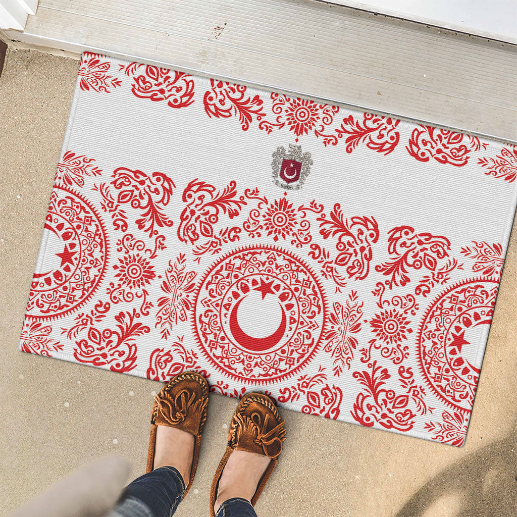 World Football 2026 Turkey Rubber Doormat Crescent Stars Ottoman Baroque Red Version