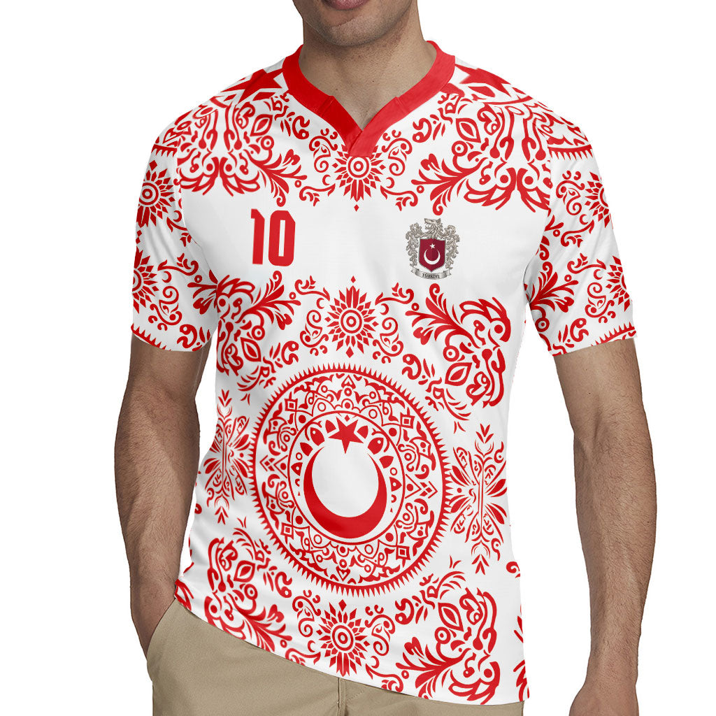 Custom World Football 2026 Turkey Rugby Jersey Crescent Stars Ottoman Baroque Red Version