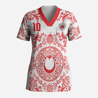 Custom World Football 2026 Turkey Scrub Top Crescent Stars Ottoman Baroque Red Version